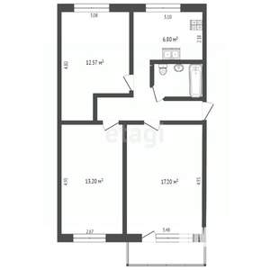 3-к квартира, вторичка, 59м2, 5/5 этаж