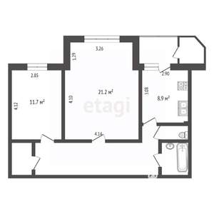 2-к квартира, вторичка, 63м2, 8/9 этаж