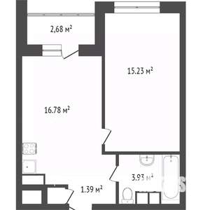 1-к квартира, вторичка, 40м2, 16/20 этаж