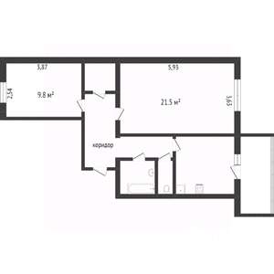 2-к квартира, вторичка, 59м2, 3/9 этаж