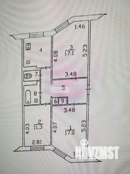 3-к квартира, вторичка, 69м2, 4/5 этаж