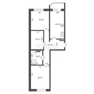 3-к квартира, вторичка, 67м2, 8/17 этаж