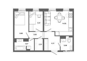 2-к квартира, вторичка, 49м2, 2/19 этаж