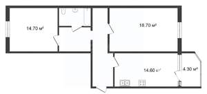 2-к квартира, вторичка, 68м2, 7/17 этаж
