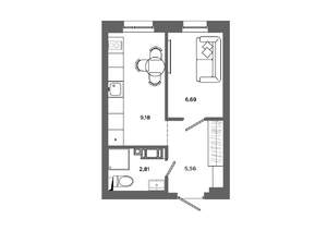 1-к квартира, вторичка, 24м2, 12/19 этаж