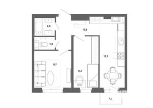 2-к квартира, вторичка, 42м2, 5/19 этаж
