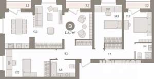 3-к квартира, вторичка, 115м2, 3/9 этаж