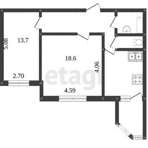 2-к квартира, вторичка, 55м2, 5/9 этаж