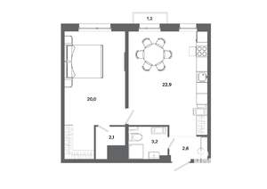 1-к квартира, вторичка, 51м2, 10/19 этаж