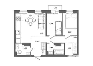 2-к квартира, вторичка, 49м2, 7/19 этаж
