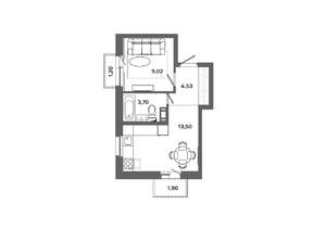 1-к квартира, вторичка, 32м2, 7/19 этаж