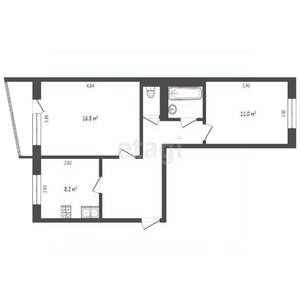 2-к квартира, вторичка, 51м2, 5/5 этаж