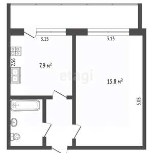 1-к квартира, вторичка, 34м2, 8/8 этаж