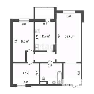 3-к квартира, вторичка, 82м2, 8/14 этаж