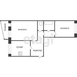 2-к квартира, вторичка, 52м2, 5/5 этаж