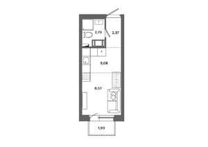 Студия квартира, вторичка, 19м2, 19/19 этаж