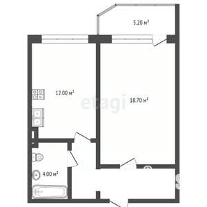 1-к квартира, вторичка, 50м2, 17/17 этаж