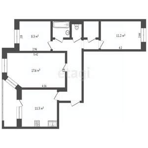 3-к квартира, вторичка, 68м2, 6/9 этаж