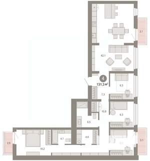 4-к квартира, вторичка, 131м2, 3/7 этаж