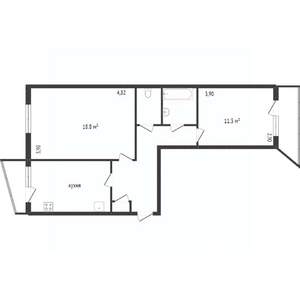 2-к квартира, вторичка, 57м2, 7/9 этаж